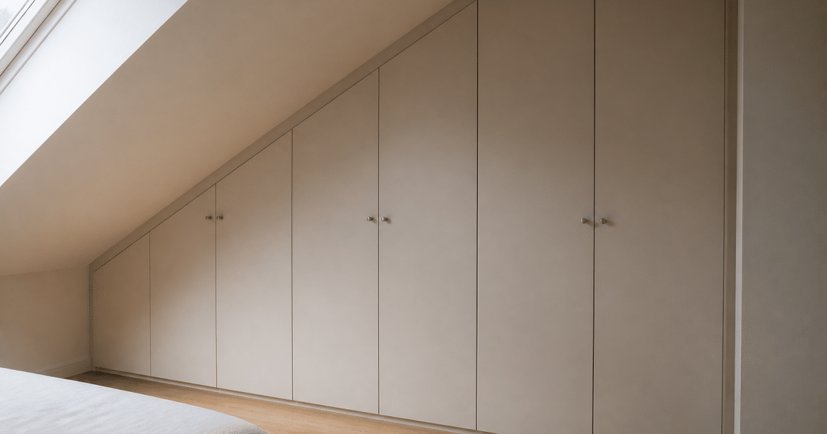 Armoire integree sous toit incline avec portes fermees